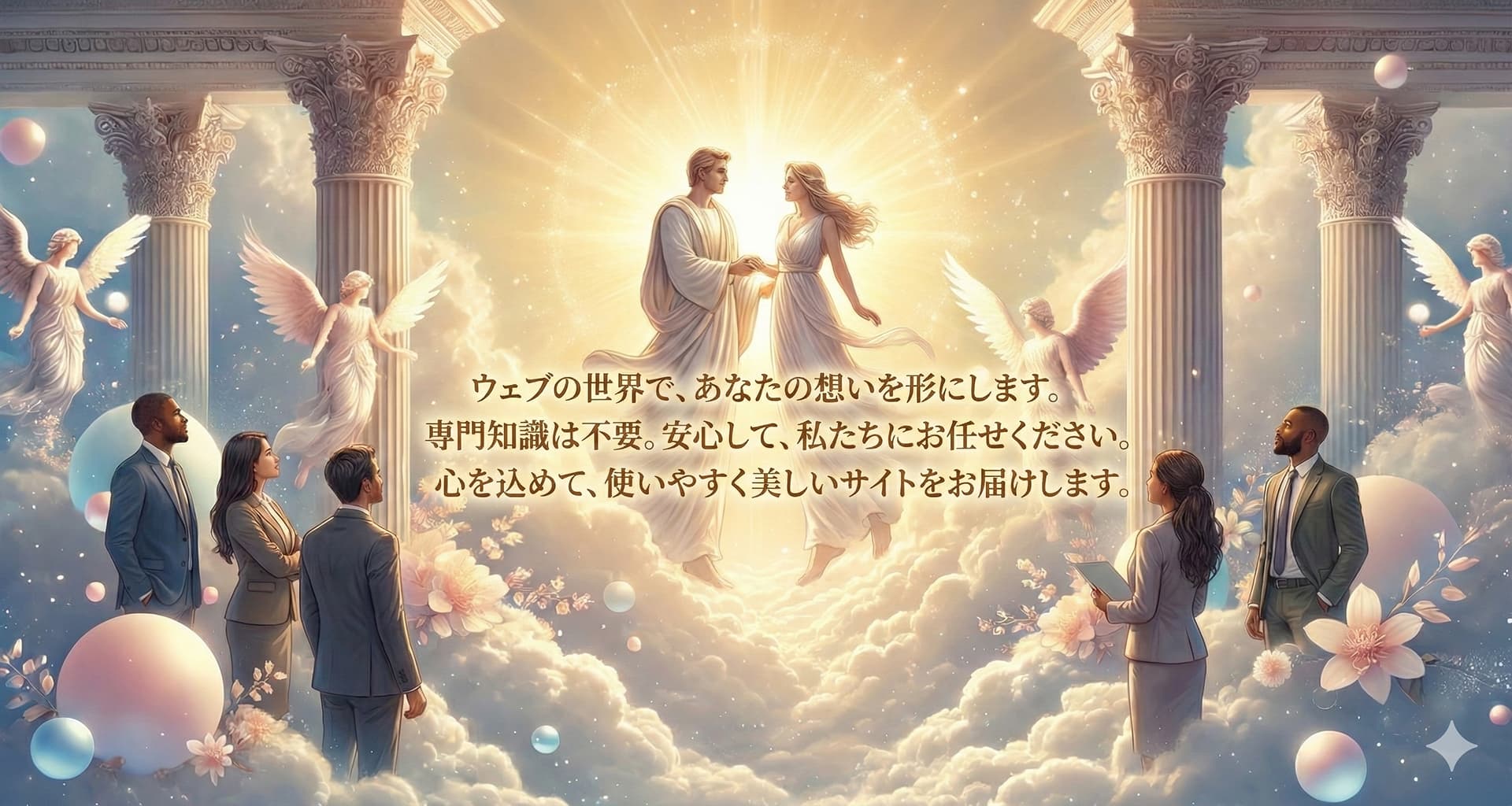 ウェブの世界で、あなたの想いを形にします。専門知識は不要。安心して、私たちにお任せください。心を込めて、使いやすく美しいサイトをお届けします。